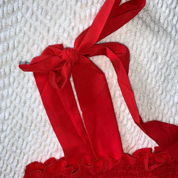 Kamissy Frill Smocked Crop Tank Red Size 8 - Picture 7 of 14